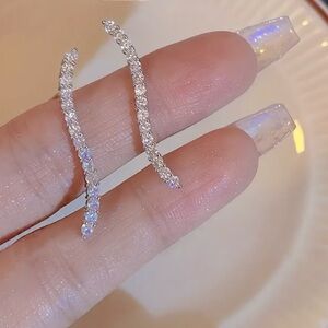 Delicate Wave Faux diamond  Earrings in Silver